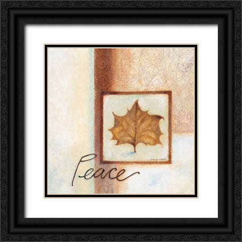 Peace Black Ornate Wood Framed Art Print with Double Matting by Woods, Maria