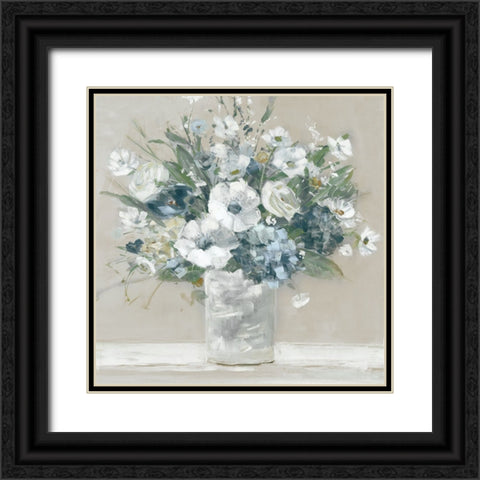 Neutral Bouquet Black Ornate Wood Framed Art Print with Double Matting by Swatland, Sally