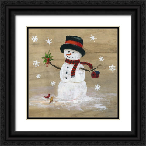 Wooden Snowman III Black Ornate Wood Framed Art Print with Double Matting by Nan