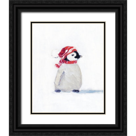 Penguin Play I Black Ornate Wood Framed Art Print with Double Matting by Swatland, Sally