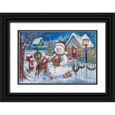 Winter Gathering Black Ornate Wood Framed Art Print with Double Matting by Manning, Ruane