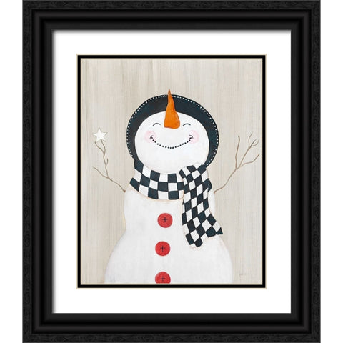 Festive Snowman II Black Ornate Wood Framed Art Print with Double Matting by Tava Studios