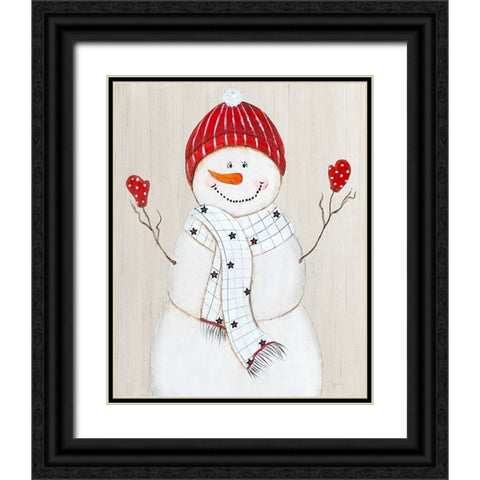 Festive Snowman III Black Ornate Wood Framed Art Print with Double Matting by Tava Studios