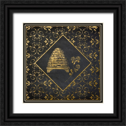 Golden Bee Hive Black Ornate Wood Framed Art Print with Double Matting by Santiago, Daniela