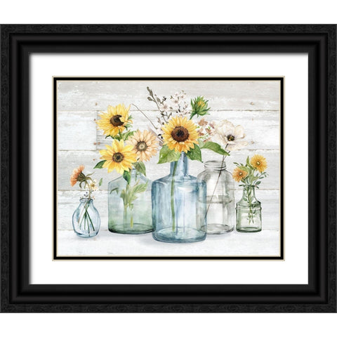 Sunflower Extravaganza Black Ornate Wood Framed Art Print with Double Matting by Robinson, Carol