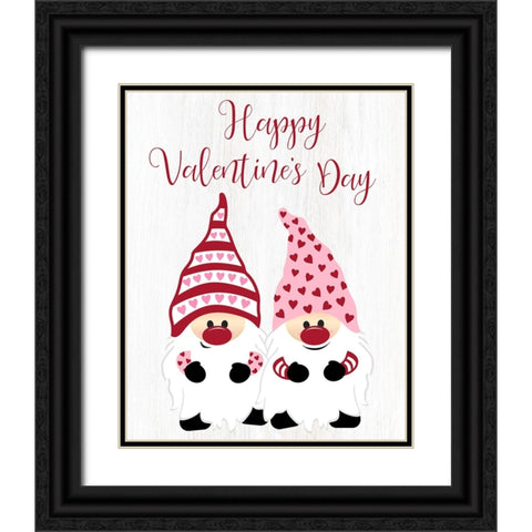 Valentine Gnomes Black Ornate Wood Framed Art Print with Double Matting by CAD Designs