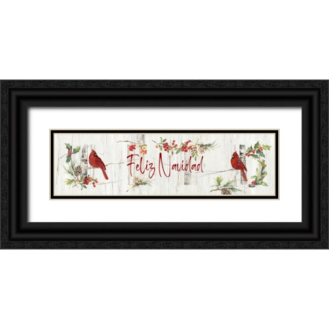 Feliz Navidad Black Ornate Wood Framed Art Print with Double Matting by Swatland, Sally