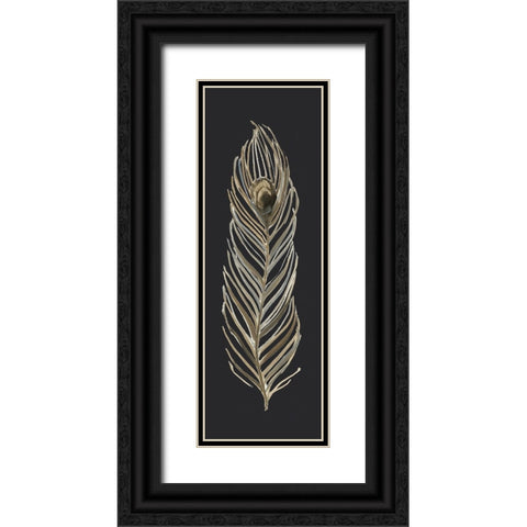 Soft Feather on Black I Black Ornate Wood Framed Art Print with Double Matting by Swatland, Sally