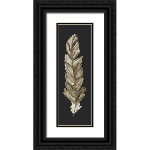 Soft Feather on Black II Black Ornate Wood Framed Art Print with Double Matting by Swatland, Sally
