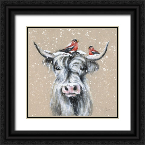 Playful Winter Black Ornate Wood Framed Art Print with Double Matting by Tava Studios