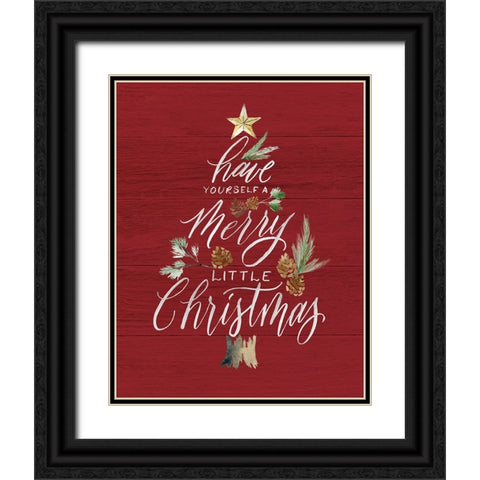 Merry Little Christmas Black Ornate Wood Framed Art Print with Double Matting by Brockmon, Kristen