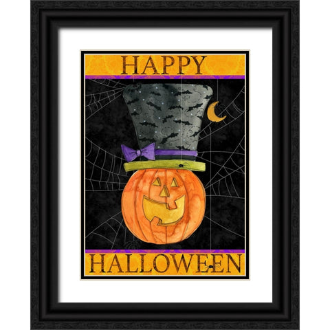 Happy Halloween Black Ornate Wood Framed Art Print with Double Matting by Finn, Livi