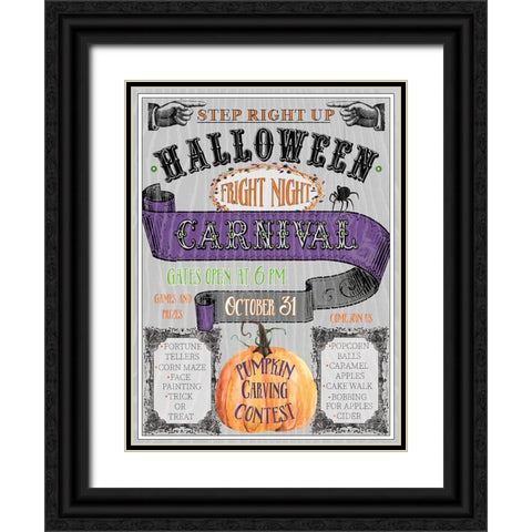 Carnival Sign Black Ornate Wood Framed Art Print with Double Matting by Finn, Livi