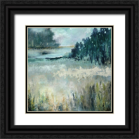 Calm River Valley Black Ornate Wood Framed Art Print with Double Matting by Robinson, Carol