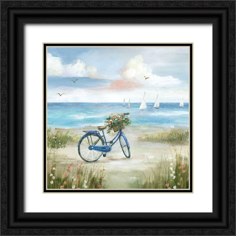 Beach Bike Bliss Black Ornate Wood Framed Art Print with Double Matting by Nan