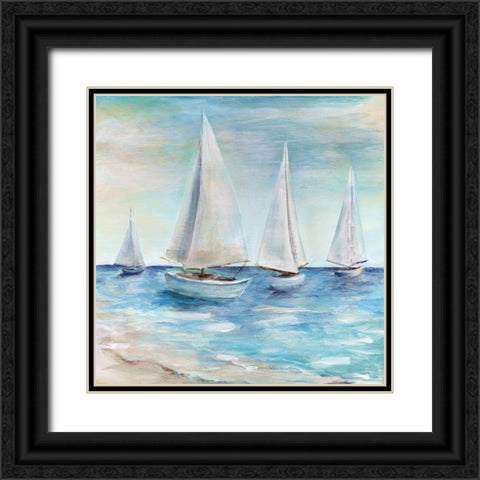 Shore Sailing Black Ornate Wood Framed Art Print with Double Matting by Dunlap, Marilyn