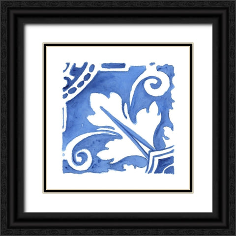 Blue Wash Tile I Black Ornate Wood Framed Art Print with Double Matting by Tava Studios