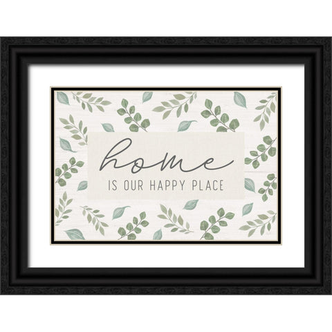 Home is our Happy Place Black Ornate Wood Framed Art Print with Double Matting by Carpentieri, Natalie