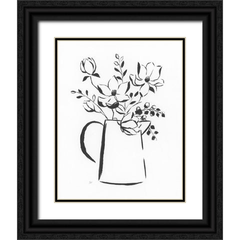 Sketchy Bouquet I Black Ornate Wood Framed Art Print with Double Matting by Nan