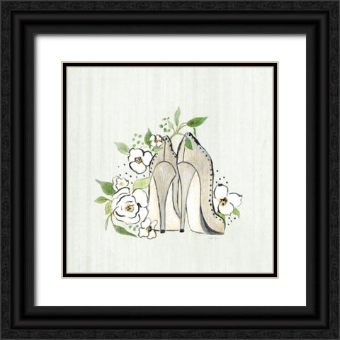 Fashion Floral Heels I Black Ornate Wood Framed Art Print with Double Matting by Tava Studios