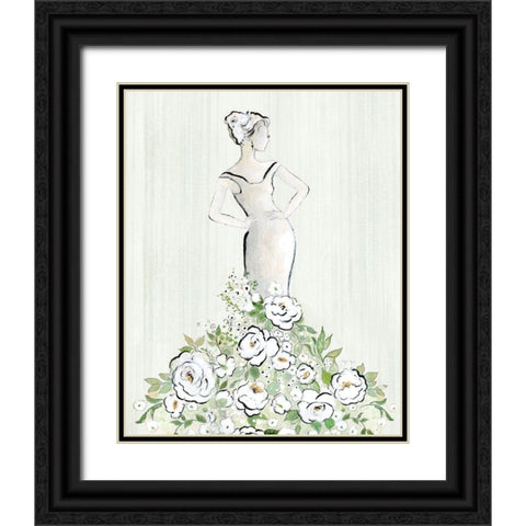 Fashion Floral Figurative Black Ornate Wood Framed Art Print with Double Matting by Tava Studios