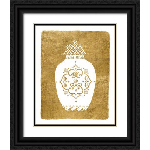 Golden Urn I Black Ornate Wood Framed Art Print with Double Matting by Tava Studios
