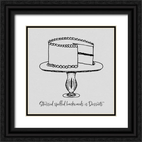 Stressed Spelled Backwards Black Ornate Wood Framed Art Print with Double Matting by CAD Designs