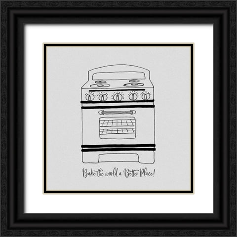 Bake the World a Better Place Black Ornate Wood Framed Art Print with Double Matting by CAD Designs