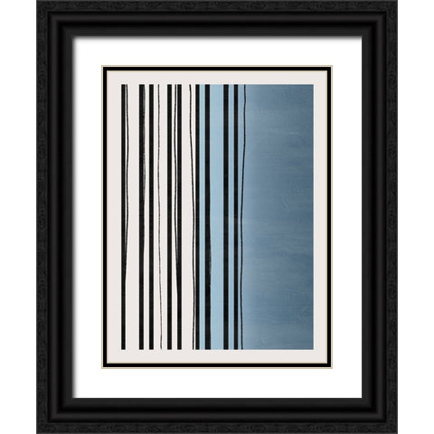 Abstract Azul Black Ornate Wood Framed Art Print with Double Matting by Carpentieri, Natalie