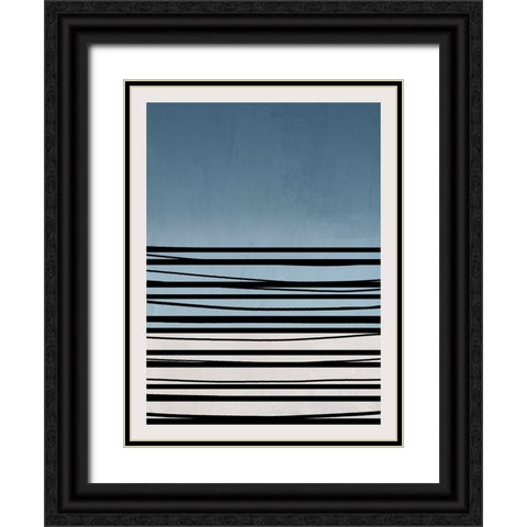 Abstract Azul II Black Ornate Wood Framed Art Print with Double Matting by Santiago, Daniela