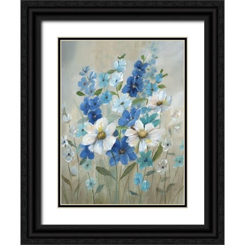 Blue Garden II Black Ornate Wood Framed Art Print with Double Matting by Nan