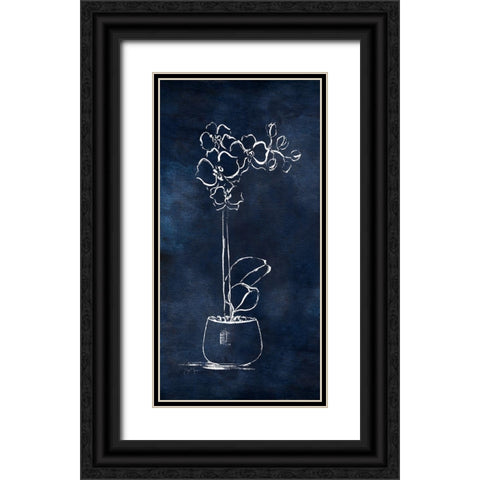 Indigo Orchid I Black Ornate Wood Framed Art Print with Double Matting by Tava Studios