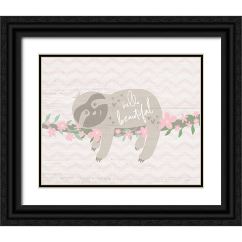 Floral Sloth Black Ornate Wood Framed Art Print with Double Matting by Carpentieri, Natalie