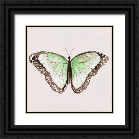 Emerald Butterfly I Black Ornate Wood Framed Art Print with Double Matting by Tava Studios