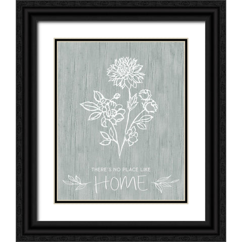 No Place Like Home Sketch Black Ornate Wood Framed Art Print with Double Matting by Tava Studios