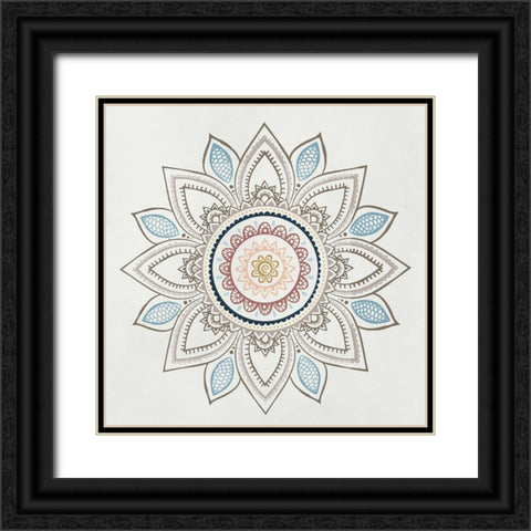 Soft Mandala Burst I Black Ornate Wood Framed Art Print with Double Matting by Knutsen, Conrad