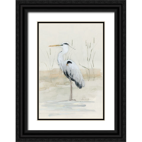 Heron II Black Ornate Wood Framed Art Print with Double Matting by Swatland, Sally