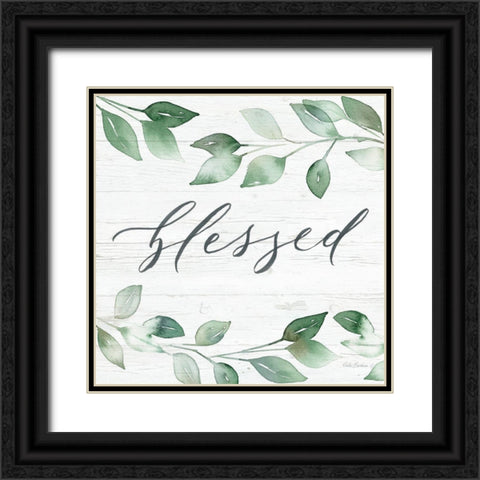 Blessed Greenery Black Ornate Wood Framed Art Print with Double Matting by Brockmon, Kristen