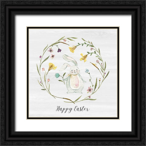 Bunny Wreath II Black Ornate Wood Framed Art Print with Double Matting by Finn, Livi