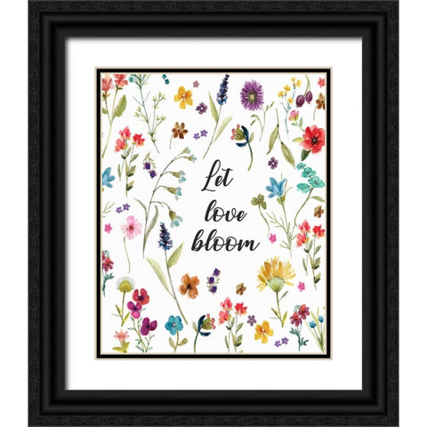 Let Love Bloom Black Ornate Wood Framed Art Print with Double Matting by Robinson, Carol