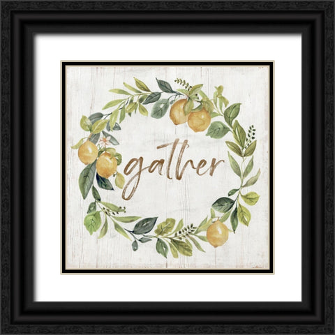 Lemons Gather Black Ornate Wood Framed Art Print with Double Matting by Nan