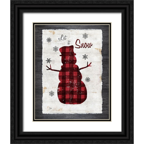 Checkered Snowman I Black Ornate Wood Framed Art Print with Double Matting by Nan