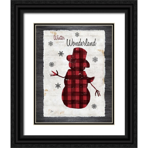 Checkered Snowman II Black Ornate Wood Framed Art Print with Double Matting by Nan