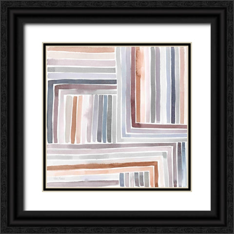 Abstract Line I Black Ornate Wood Framed Art Print with Double Matting by Brockmon, Kristen
