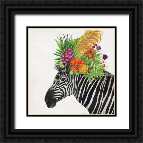 Royale Zebra Black Ornate Wood Framed Art Print with Double Matting by Tava Studios