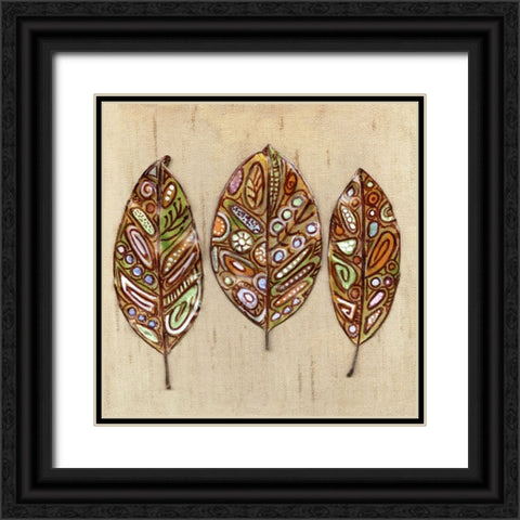 Bohemian Leaf Trio I Black Ornate Wood Framed Art Print with Double Matting by Pattinian, Merri