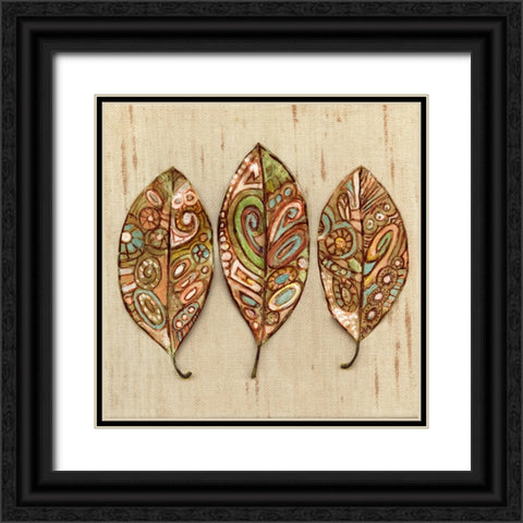 Bohemian Leaf Trio II Black Ornate Wood Framed Art Print with Double Matting by Pattinian, Merri