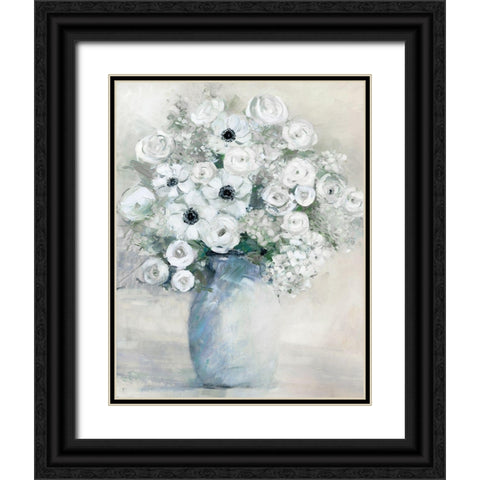 White Anemone Black Ornate Wood Framed Art Print with Double Matting by Swatland, Sally