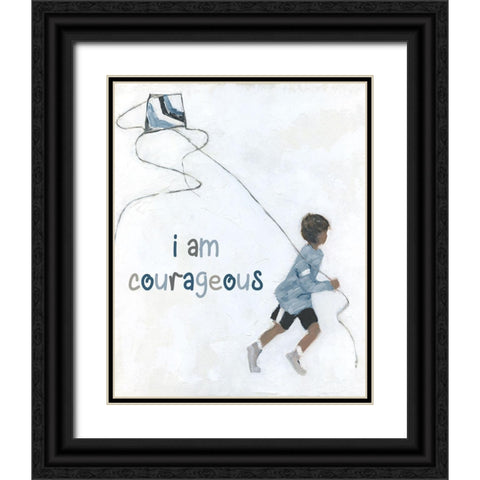 Boy Flying Kite Black Ornate Wood Framed Art Print with Double Matting by Swatland, Sally