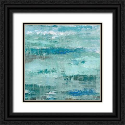 Teal Abstraction I Black Ornate Wood Framed Art Print with Double Matting by Nan